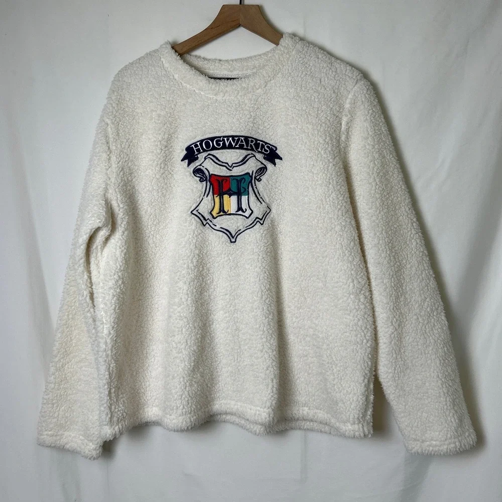 Harry Potter Girls XL 16-18 Winter White Sherpa Hogwarts Pajama Set Navy Blue